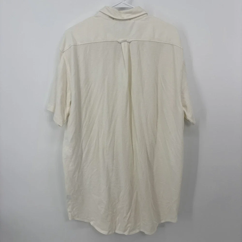 Ralph Lauren Cream Knit Button Up Polo Shirt Men's Size XL Short Sleeve Summer
